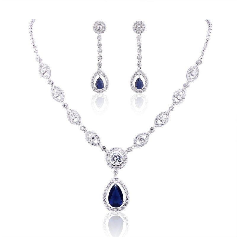 GULICX AAA Cubic Zirconia CZ Women's Party Jewelry Set Fashion Earrings Pendant Necklace Set Silver Tone - Image 1